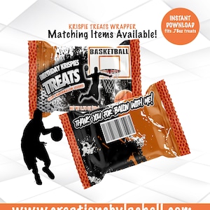 Basketball Krispie behandelt Wrapper Sofortiger Download Basketball Geburtstag Gefälligkeiten Vorlage Basketball Party Printable BB1