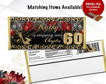 Walking into Candy Bar Wrapper Digital File Red and Black Chocolate Bar Wrappers Printable Birthday Favors Digital File | SI1