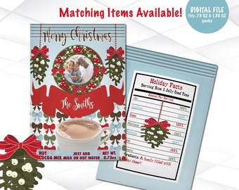 Christmas Hot Cocoa Wrapper Digital File | Holiday Hot Cocoa Custom Wrapper Printable | Holiday Party Favors Printable | C1