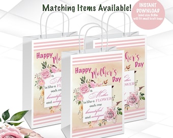 Mother's Day Gift Bag Label Instant Download | Mother's Day Gift Bag Label Printable | Pink Mother's Day Favor Bag | M2