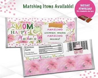 Mother's day Candy bar Wrappers Printable | Mother's day favors | Happy Mother's day | Instant Download | M4