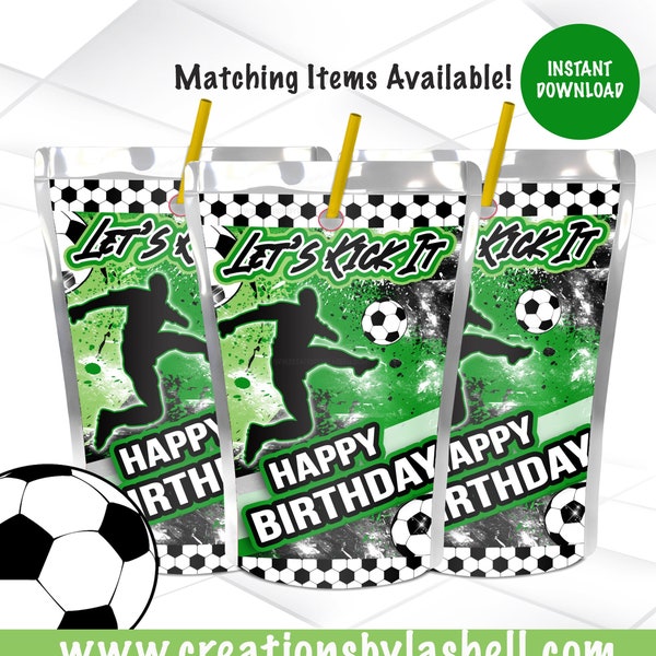 Soccer Juice Pouch Labels Instant Download Soccer labels Template Soccer Party Favors Printable Soccer Party Decor SCR1