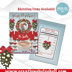 Christmas Hot Cocoa Wrapper Digital File | Holiday Hot Cocoa Custom Wrapper Printable | Holiday Party Favors Printable | C1