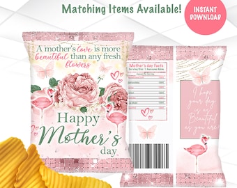 Mother's day Chip Bags | Mother's day favors | Mother's day Treat Bags | Instant Download |  Custom Chip bags | M5