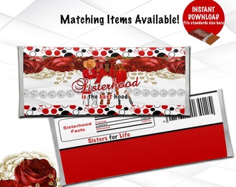 Sisterhood Candy bar Wrappers Instant Download | Sorority Chocolate Bar Wrapper Printable | Ladies Night Favor Printable SH1