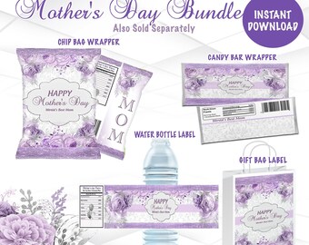 Mother's Day Favors Bundle Instant Download Mother's Day Printable Bundle Purple Mother's Day Favors Printable M1