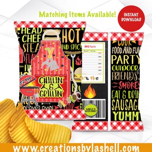 BBQ Chip Bag Instant Download | Cookout Chip Bag Digital File | BBQ Favors Printable | BBQ1