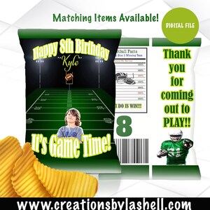 Football Chip Bag Digital File | Football Theme Party Printable | Sports Chip Bag File | F2