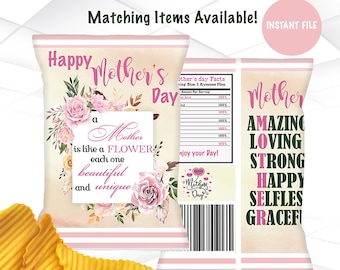 Mother's day Chip Bags | Mother's day favors | Mother's day Treat Bags | Instant Download |  Custom Chip bags | M2