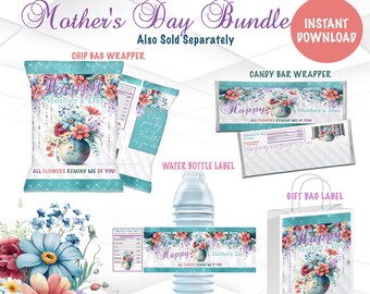 Mother's Day Favors Bundle Instant Download Mother's Day Templates Bundle  Floral Mother's Day Favors Printable M3