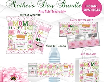 Mother's Day Favors Bundle Instant Download Mother's Day Favors Printable Bundle Pink Mother's Day Treats Printable M4