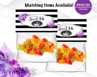 Sweet 16 Treat Bag Toppers Template | Birthday Treat Bag Toppers Digital File | Sweet 16 Birthday Toppers Printable | BD3