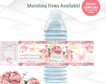 Mother's day Water bottle labels Instant Download | Mother's Day Favors Printable | Pink Mother's day labels | M5
