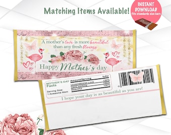 Mother's day Candy bar Wrappers Printable | Pink Mother's day favors | Happy Mother's day | Instant Download | M5