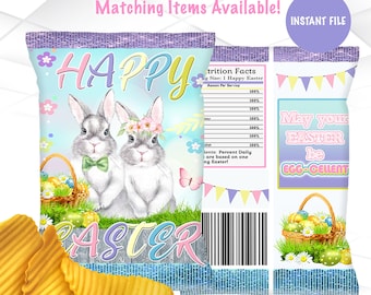Easter Chip Bags Instant Download | Custom Easter Chip bag Printable | Easter Favors Printable | E2