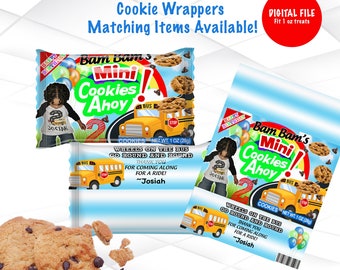 Wheels On The  Bus Cookies Ahoy Printable | Wheels On The Bus Snack Wrappers Template | Wheels On The Bus Favors | WB1