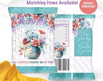 Mother's day Chip Bags Instant Download | Mother's day favors Printable | Mother's day Treat Bags Digital File M3