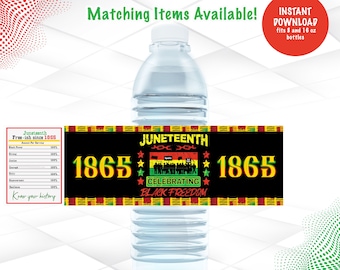Juneteenth Water Bottle Labels Instant Download | Juneteenth Theme Labels Printable | Juneteenth Celebration Favors | J1