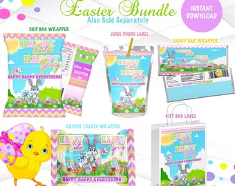 Panier de Pâques Stuffers Bundle Téléchargement instantané Pâques Favors Bundle Modèles Pâques Bunny Favors Imprimable E1