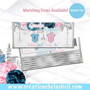 Gender Reveal Candy Bar Wrapper Instant File | Gender Reveal Chocolate Bar Wrapper Printable | He or She Wrapper File | R1