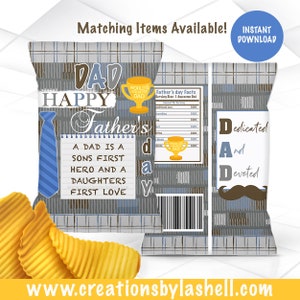 Fathers day Chip Bags Instant Download | Fathers Day Favors Printable | FD2