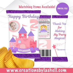 Princess Chip Bags Digital File | Royal Chip Bags Printable | Princess Birthday Party favors | BD7
