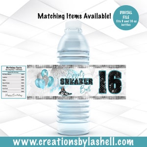 Sneaker Ball Wasserflasche Etiketten Vorlage Blau Sneaker Ball Gastgeschenke Printable Sneaker Thema Dekoration Vorlage SB1