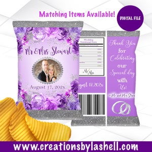 Wedding Chip bags Digital File | Shades of Purple Chip Bags Printable | Custom Wedding Chip Bags | Bridal Shower Chip bag File | w1
