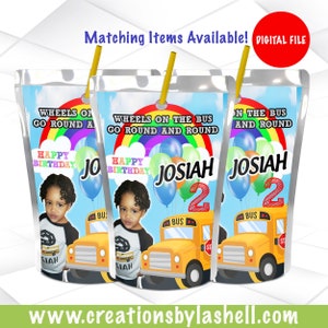Wheels on the Bus Juice Labels Printable  Wheels on the bus Labels Digital File  Wheels on the Bus Favors Template | WB1