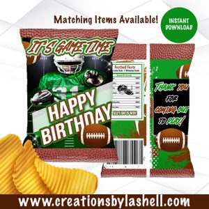 Football Chip bag Instant Download It&#39;s Game Time Chip bag Template Football Chip Bag Wrapper Football Party Favors F3