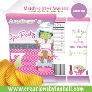 Spa Party Chip Bag Digital File | Spa Favors Printable | BD8