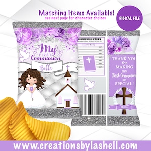 First Communion Chip bag Template | 1st Communion Chip Bag Printable | Christening Chip Bag Digital File