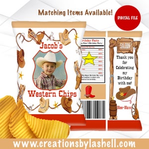 Modello western chip bag / Western Chip Bag stampabile / Western Favor Digital File / BD6
