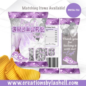 Sneaker Ball Chip Bag Template Purple Sneaker Ball Favors Sneaker Ball Theme Party Digital File Printable SB1