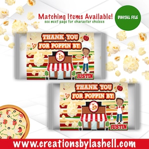 Pizza Party Popcorn Wrappers Archivo Digital / Plantilla de Envoltorio de Pop Corn / Pizza Party Imprimible / Pizza Party Favors / PI2