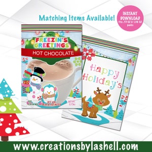 Christmas Hot Cocoa Wrapper Instant Download | Kids Hot Chocolate Wrappers Template | Holiday Hot Cocoa Printable | C5