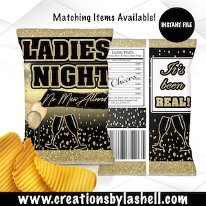 Ladies Night Chip Bag Instant Download | Girls Night Chip Bag Printable | Ladies Night Party Favor Digital File | L2