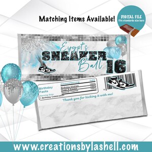Sneaker Ball Candy Bar Wrapper Digital File Sneakers Party Chocolate Bar Wrapper Stampabile Blu Sneaker Candy Bar Wrapper File SB1