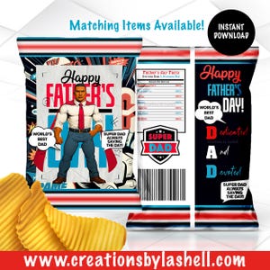 Fathers day Chip Bags Instant Download | Father&#39;s Day Favors Printable | FD3