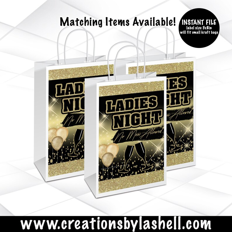 Ladies Night Gift Bag Label Instant Download Ladies Night Etsy
