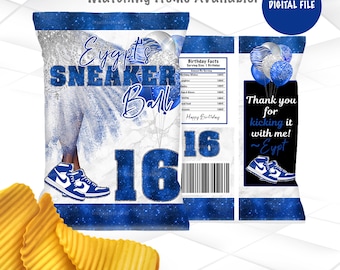 Sneaker Ball Chip Bag Template Royal Blue Sneaker Ball Favors Sneaker Ball Theme Party Digital File Printable SB1