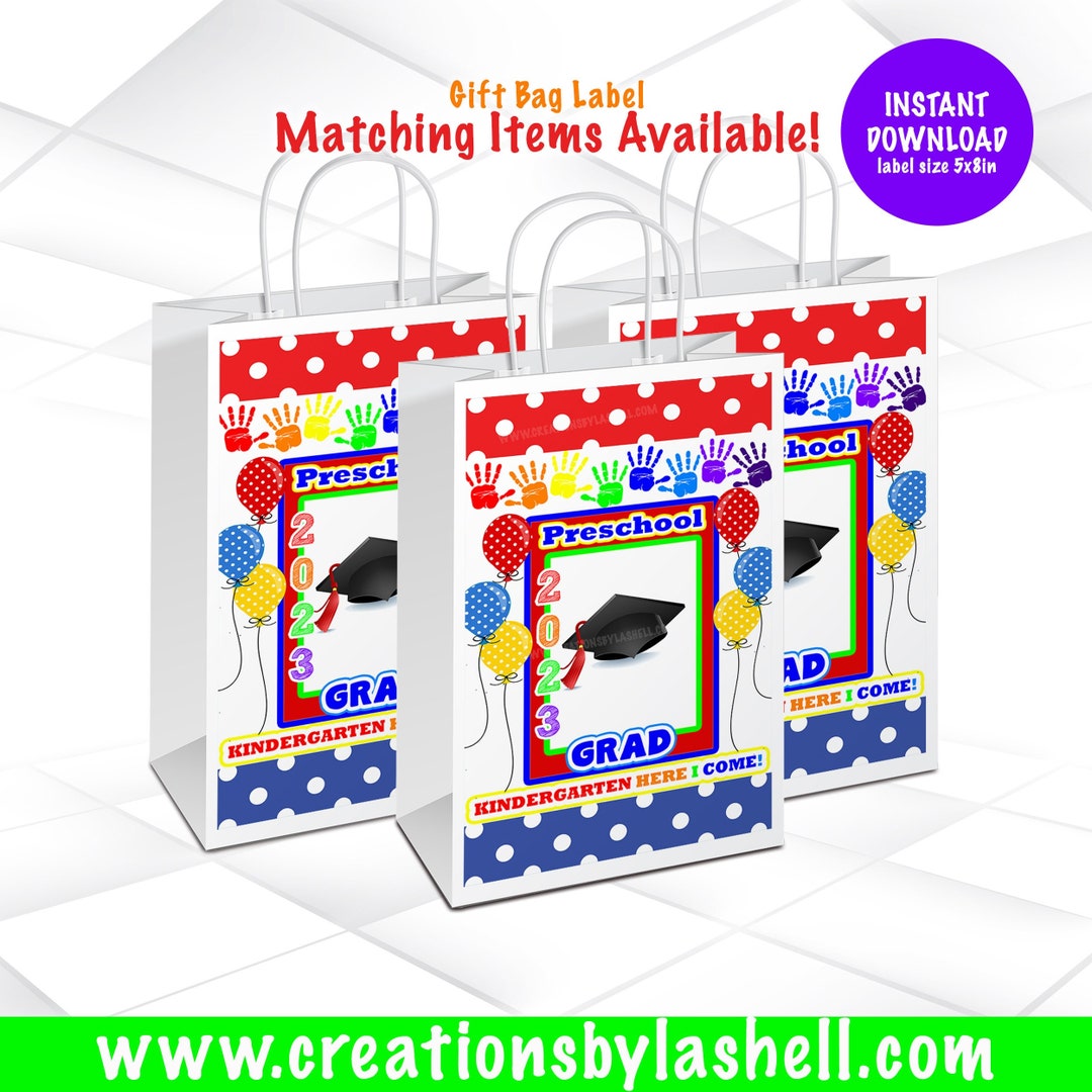 Preschool Graduation Gift Bag Instant Download Preschool Graduation