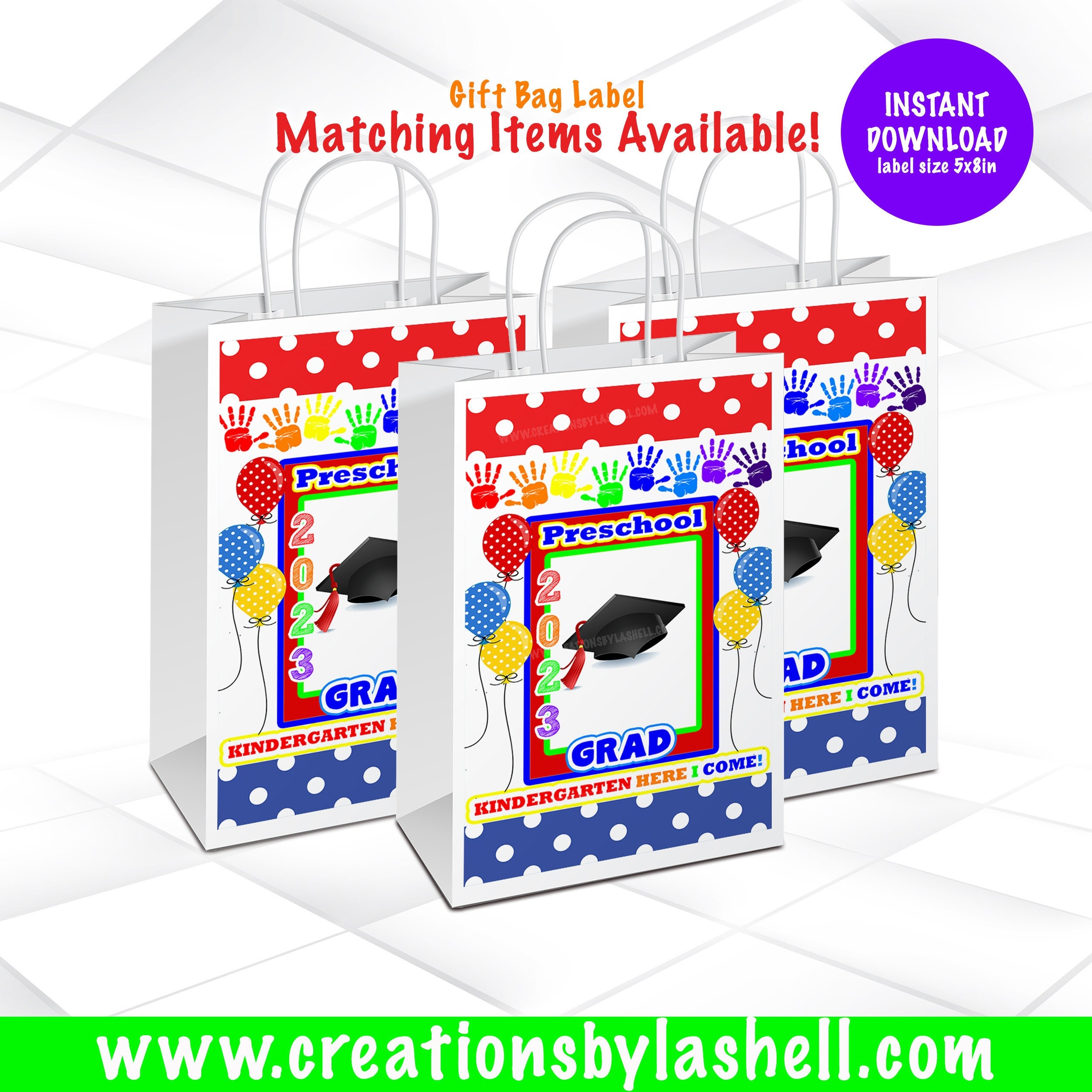Preschool Graduation Gift Bag Instant Download Preschool Graduation