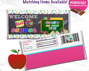 Back to School Candy Bar Wrappers Instant Download | Welcome Back to School Chocolate Bar Wrapper Printable | Schol Favors Printable S1