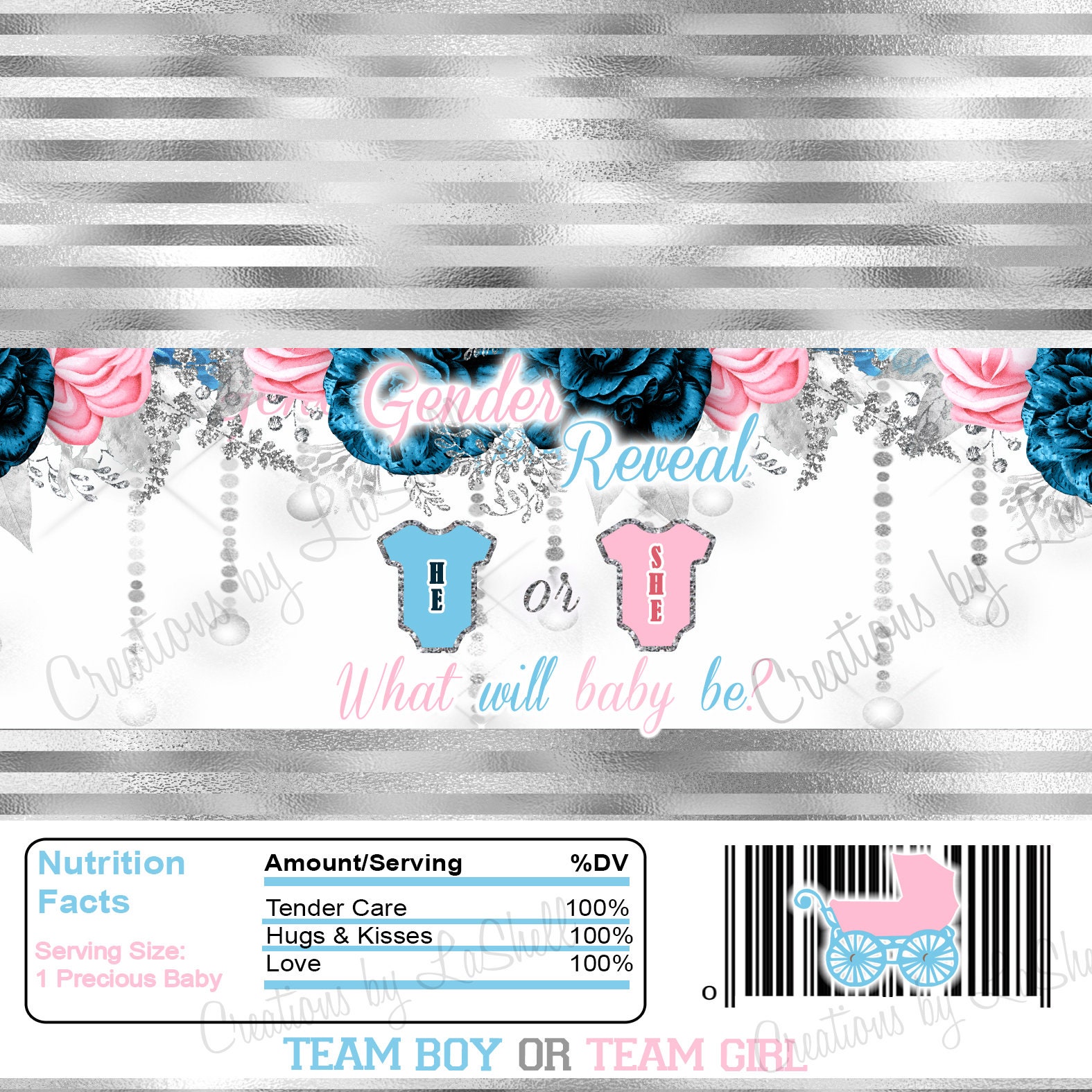 Gender Reveal Candy Bar Wrapper Instant File Gender Reveal Chocolate ...