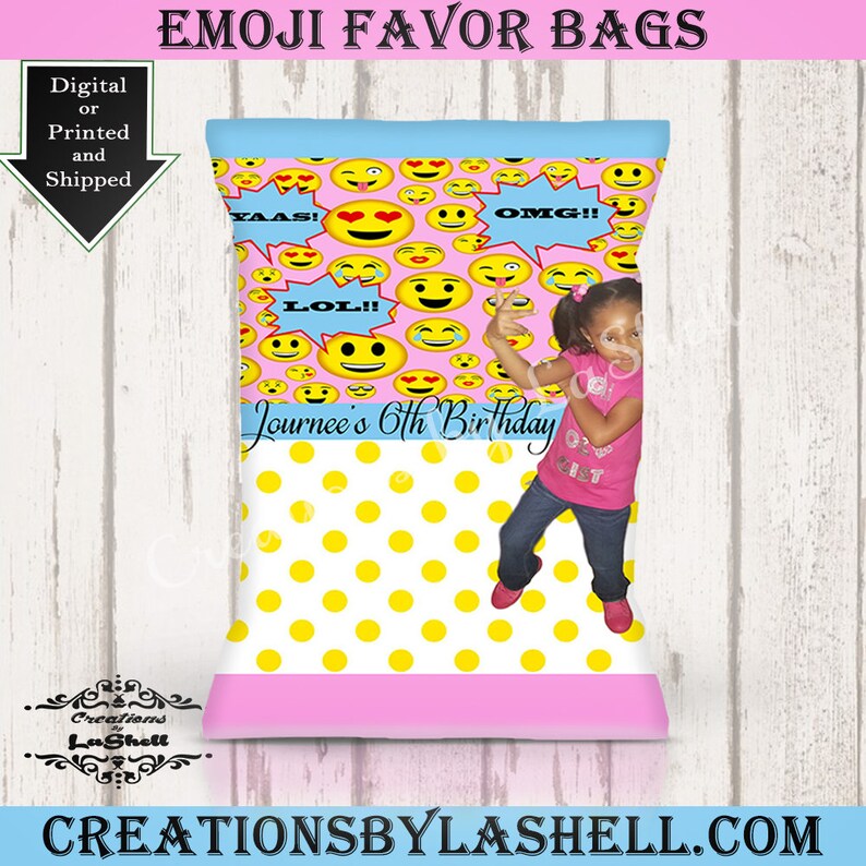 Emoji Chip Bags/ Custom Chip Bags/ Emoji Party Favor/ Emoji Etsy