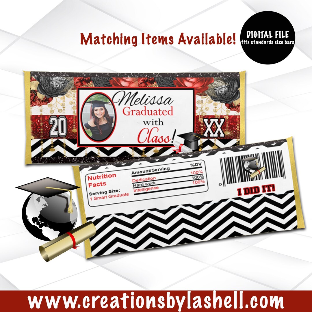 buy graduation candy bar wrapper digital file | graduation chocolate bar wrapper | g2 online in india - etsy