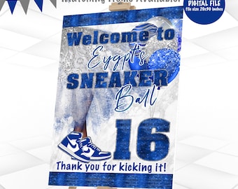 Sneaker Ball Welcome Sign Printable Royal Blue Sneaker Party Birthday Sign Digital File  Sneaker Theme Welcome Sign Template  SB1