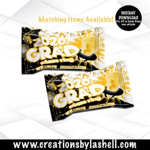 Graduation Candy Ring Wrapper Instant Download | Black and Yellow Candy Class Ring Printable | Candy Ring Template | G7