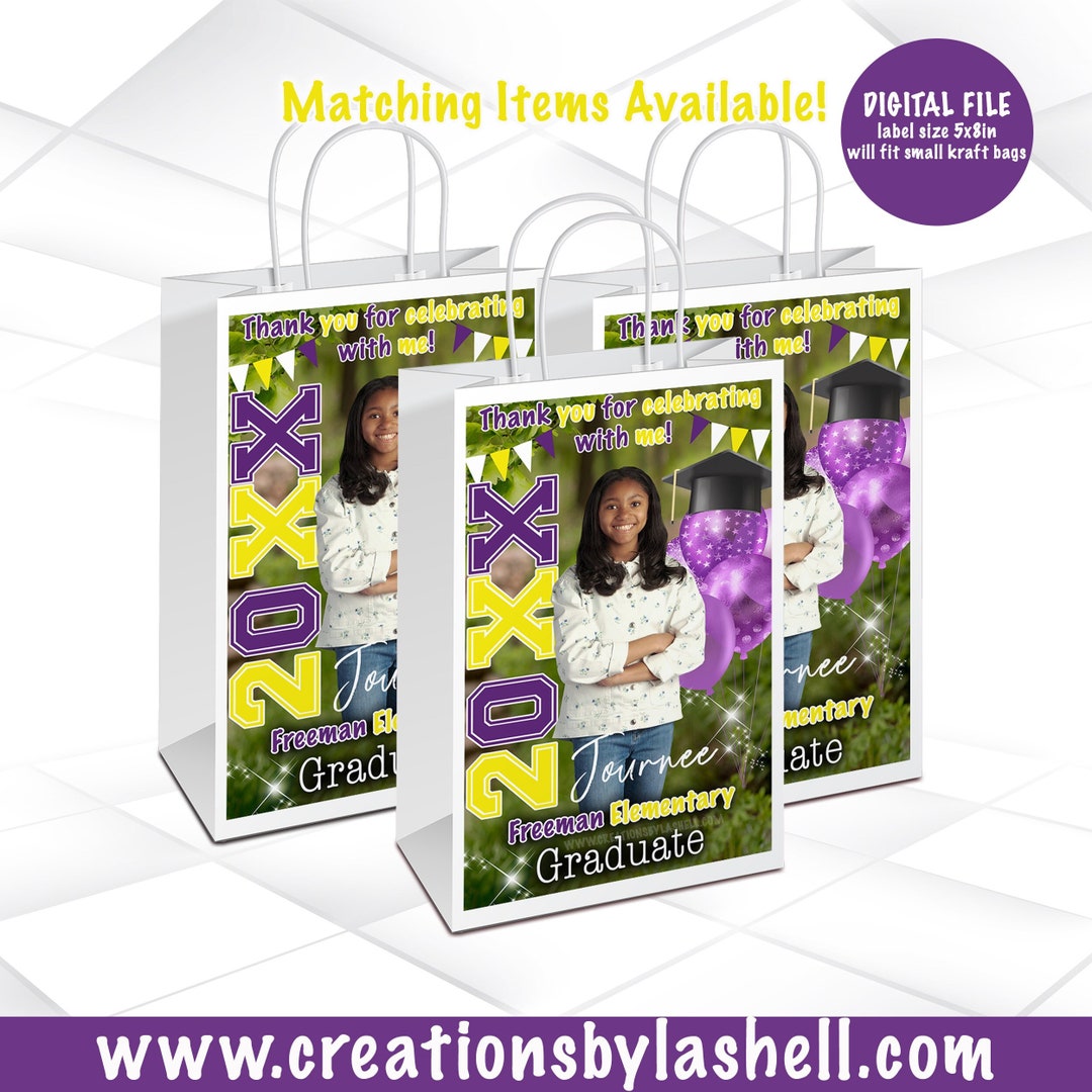 Graduation Gift Bag Digital File Purple and Yellow Graduation Gift Bag